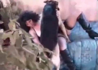 Sweet snatch licked by a dog